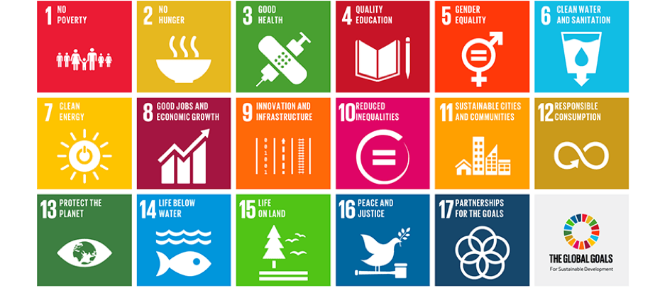 Image of sustainable development goals offered as numbered, colorful icons.